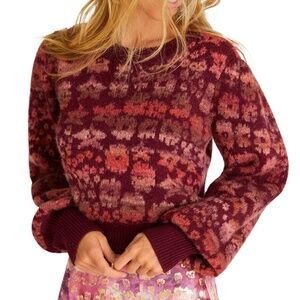 LoveShackFancy Kirsten Sweater — Size Small-Burgundy